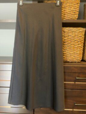 LOFT Petite Black A-Line Midi Skirt-Flowy Lightweight Polyester XXSP